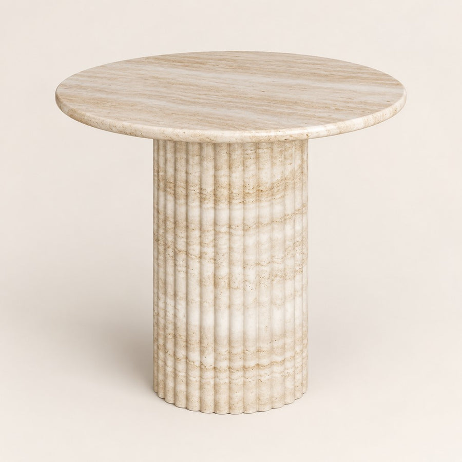 Round Fluted Pedestal Side Table, studio view