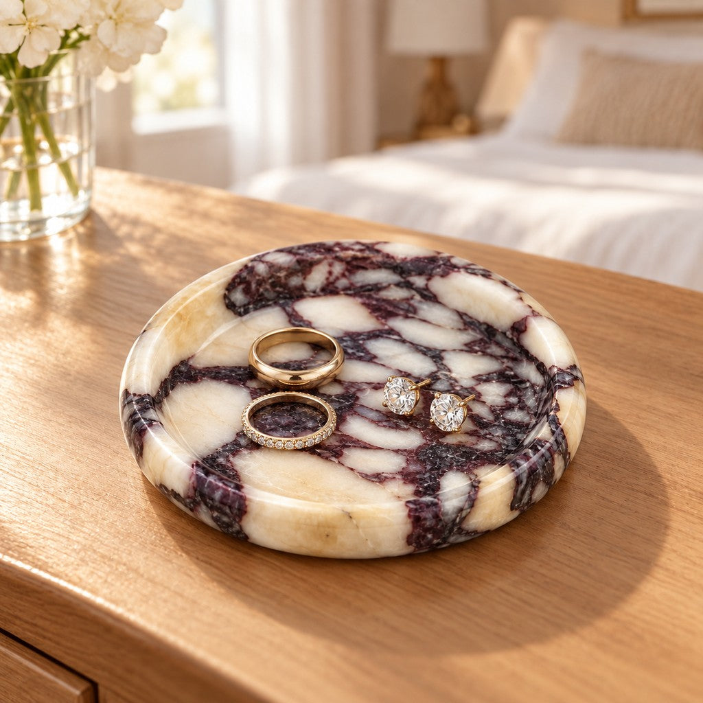 Round Jewelry Dish in a bedroom
