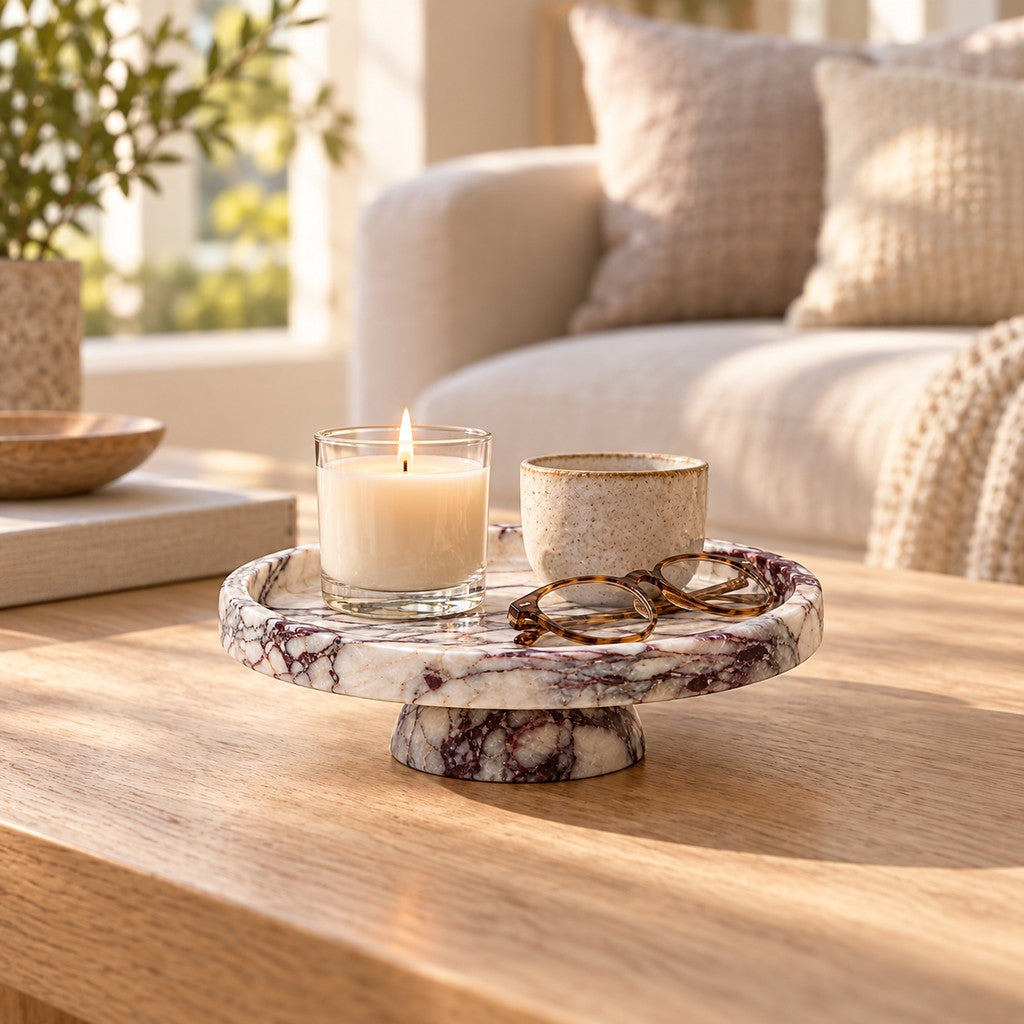 Round Tray with Round Base in a living room