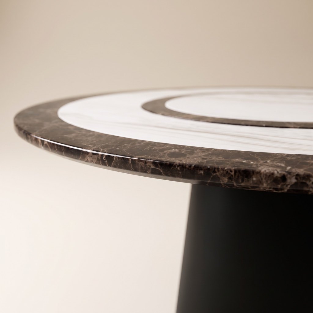 Round Inlaid Stone Dining Table, edge detail