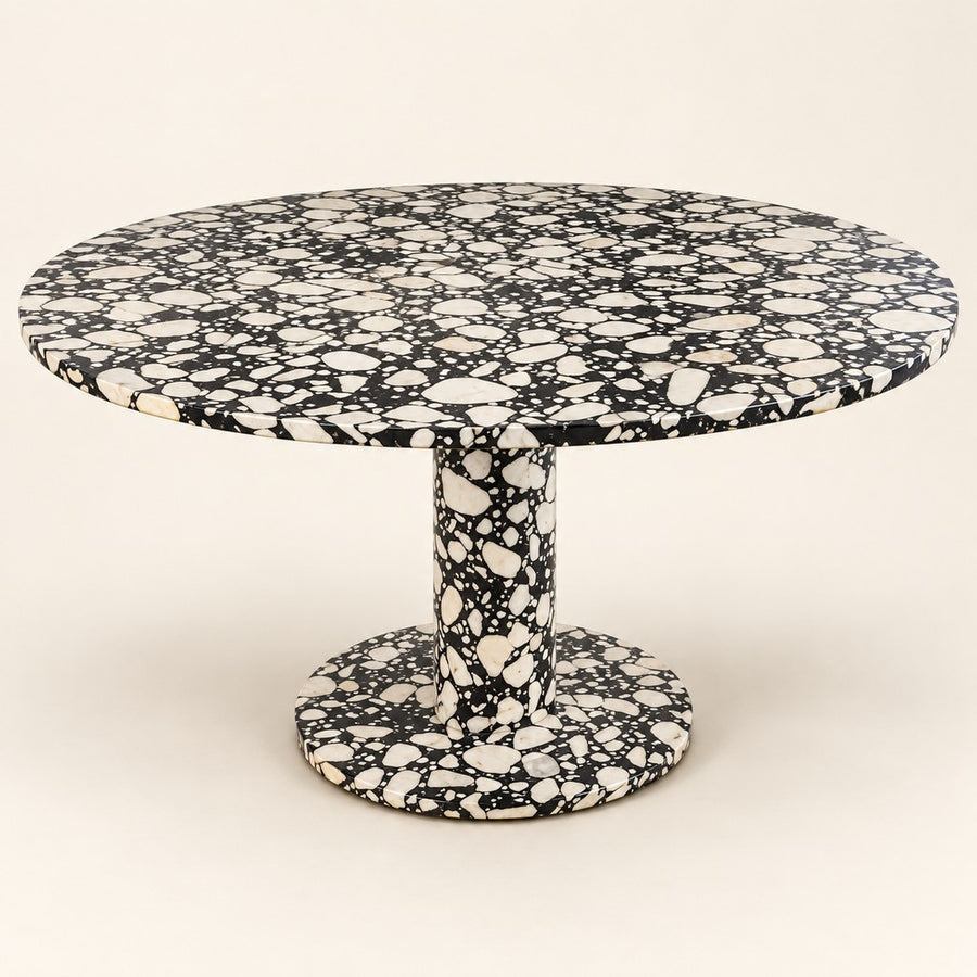Round Terrazzo Dining Table — 122 × 122 cm, studio view