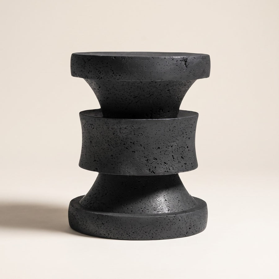 Round Natural Stone Side Table — 37 × 45 cm, studio view