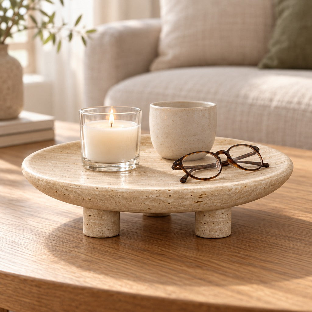Round Tray with 3 Legs in a living room