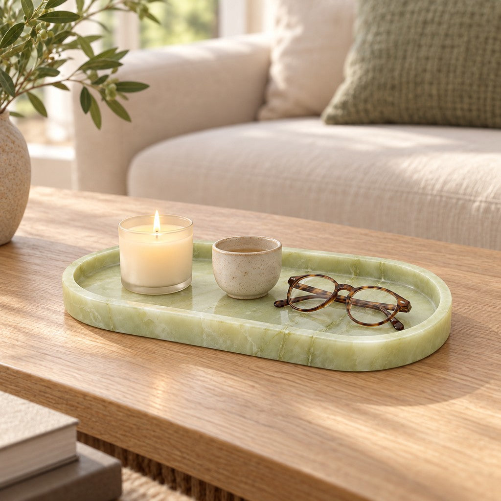 Rounded Capsule Tray in a living room