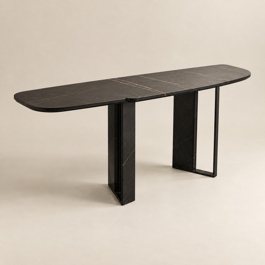 Rounded-End Laurent Black Console, studio view