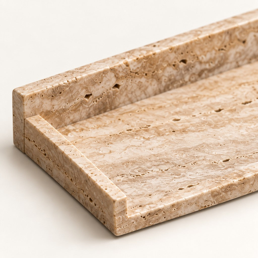 Slim Raised-Back Rectangular Tray, edge detail