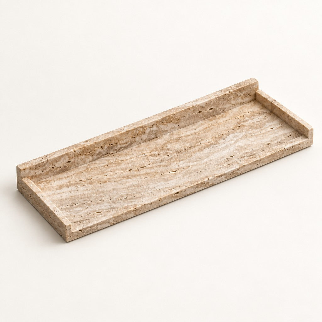Slim Raised-Back Rectangular Tray, three-quarter view