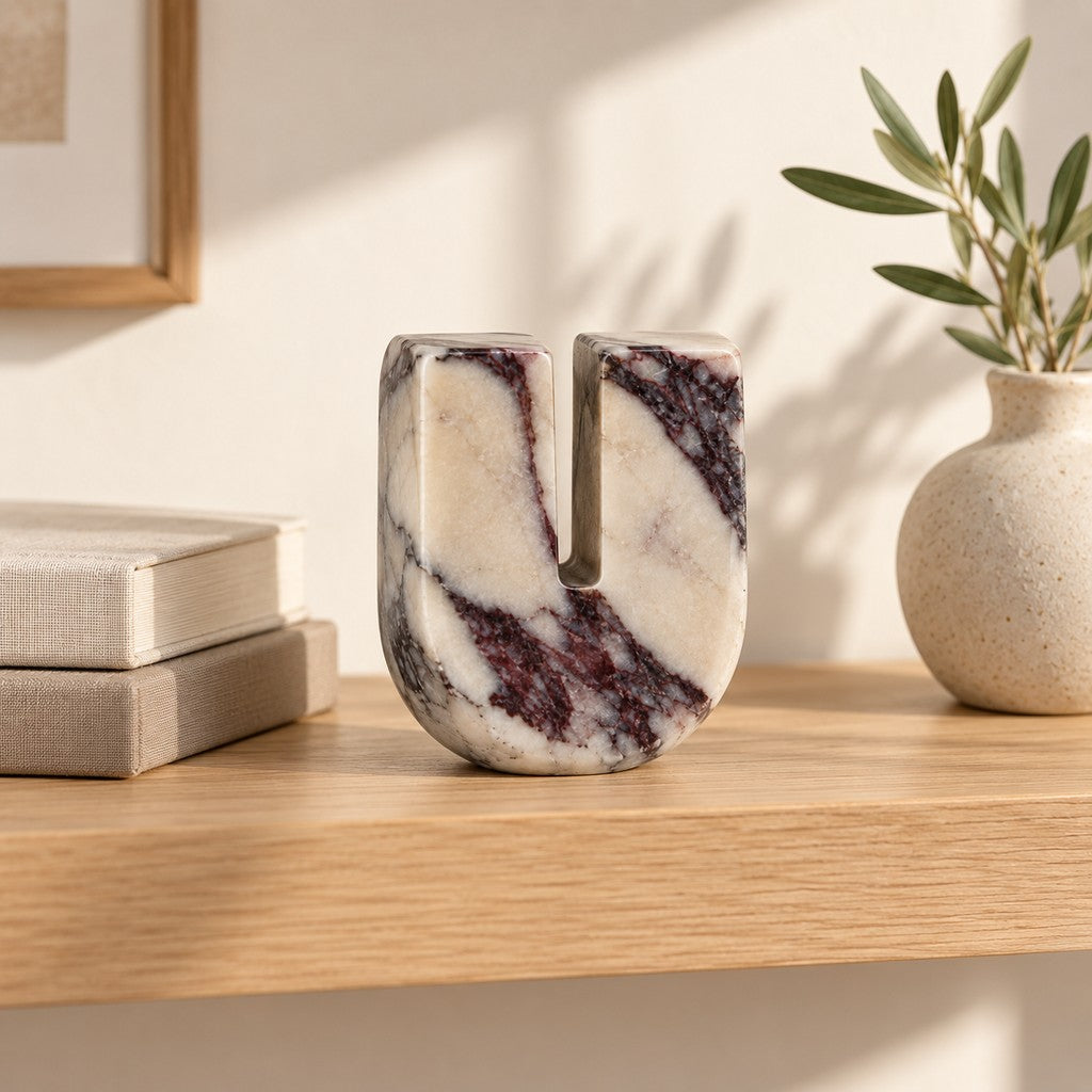 Small Arched Stone Ornament on a wooden shelf
