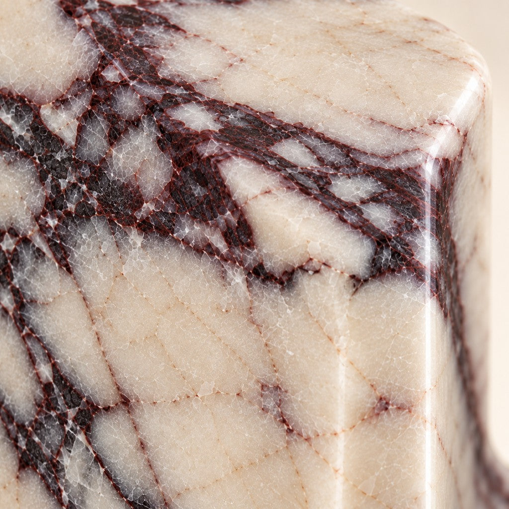 Small Arched Stone Ornament: close-up of the Calacatta Viola surface