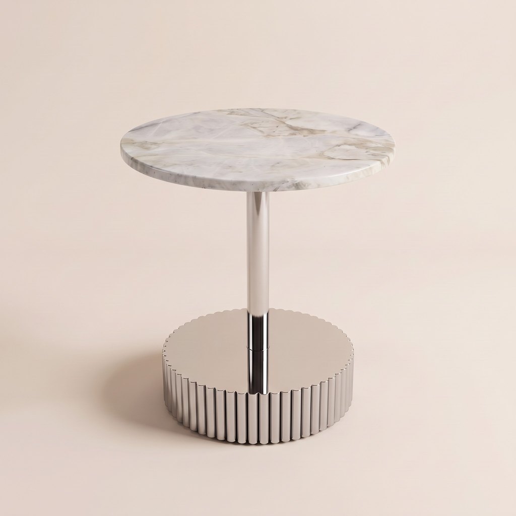 Small Round Marble Side Table, three-quarter view