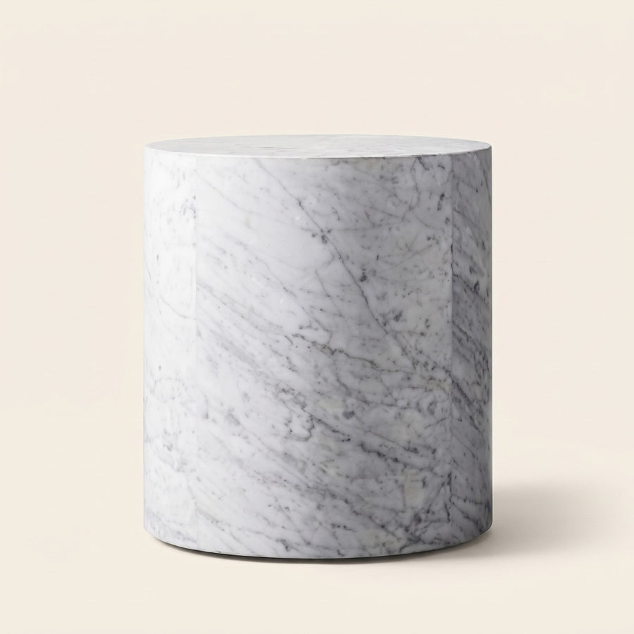 Smooth Cylindrical Plinth Side Table, studio view