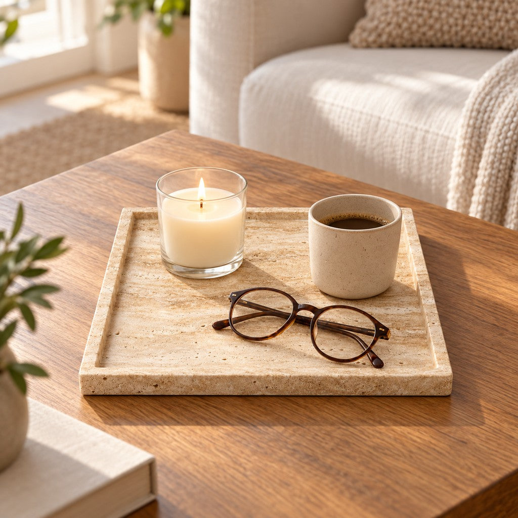 Square Tray — Raised Rim in a living room