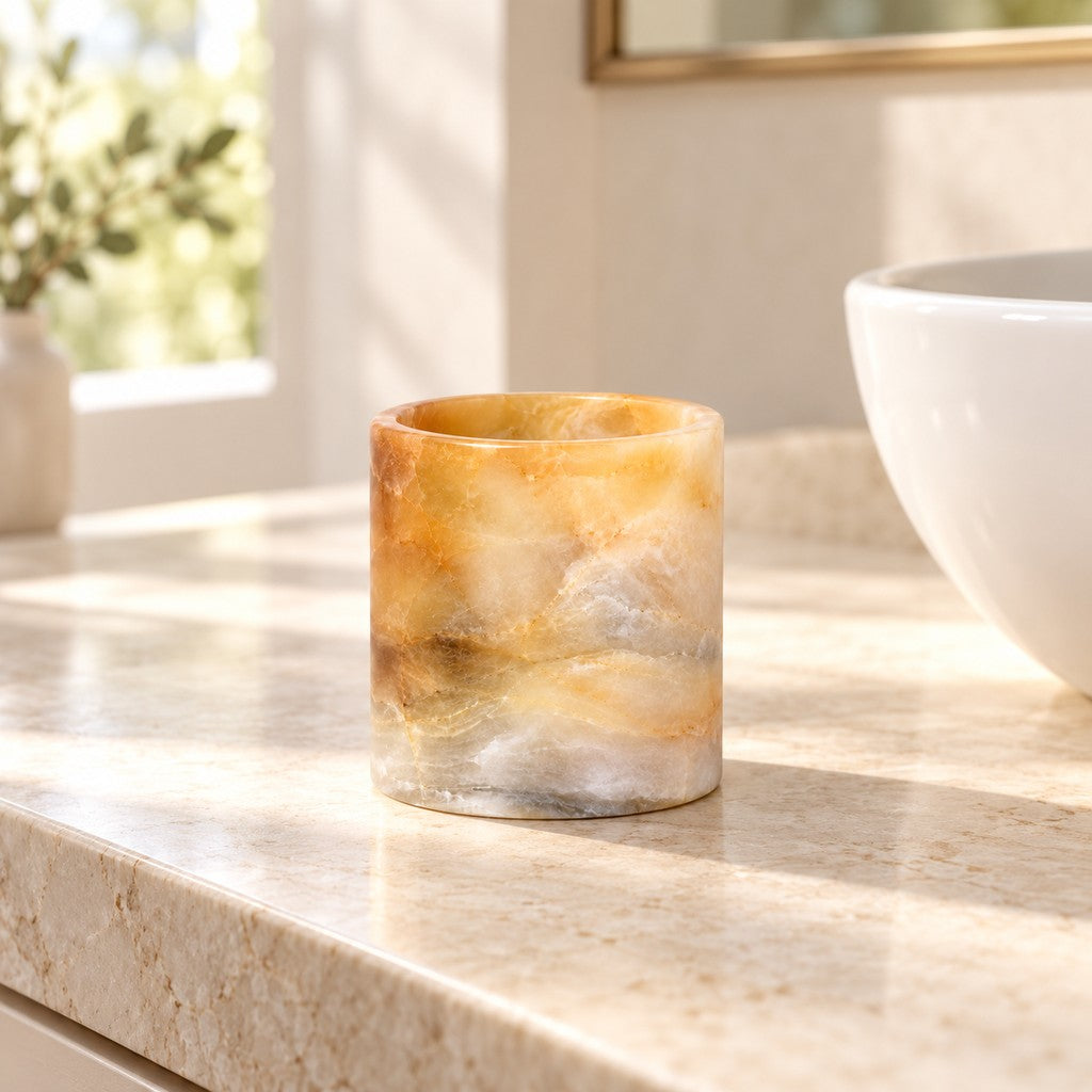 Straight-Sided Storage Jar in a bathroom