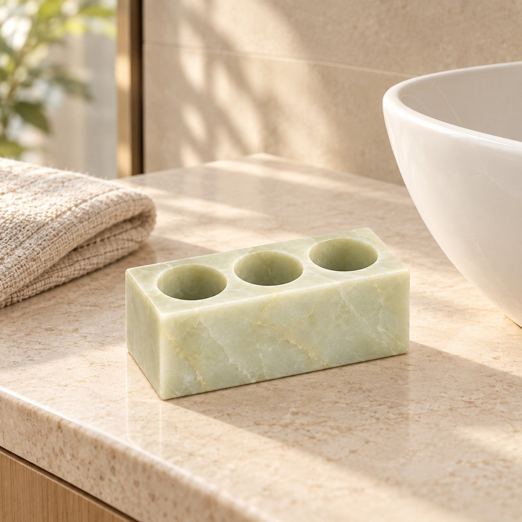 Three-Opening Toothbrush Holder in a Singapore bathroom