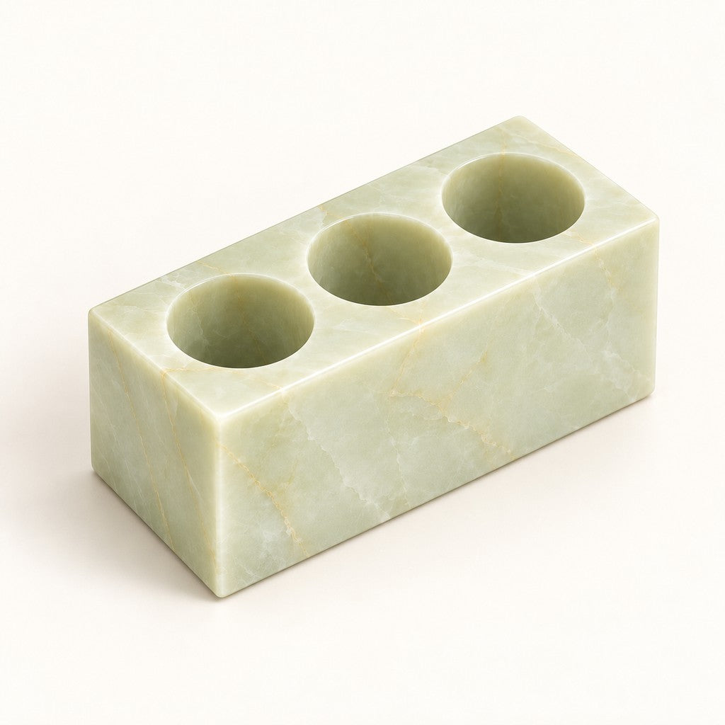 Three-Opening Toothbrush Holder, three-quarter view