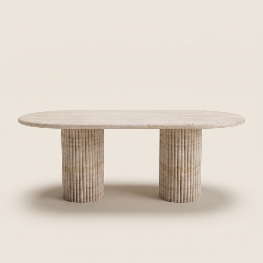 Twin Fluted-Pedestal Dining Table, studio view