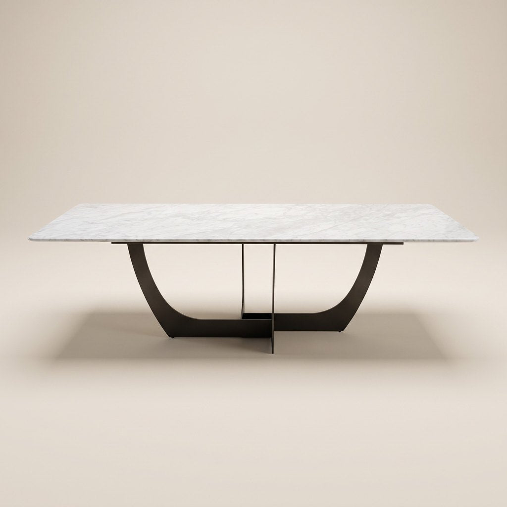U-Leg Carrara Marble Dining Table, studio view